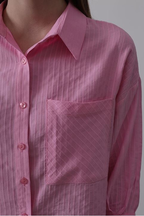 Cepli Kısa Kesim Gömlek - Pembe