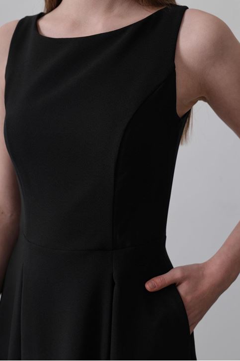 Double Kolsuz Elbise - Siyah