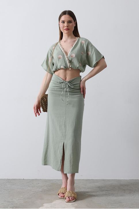 İstiridyeli Müslin Takım - Haki