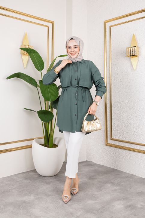 Aller Detay Tunik-Haki