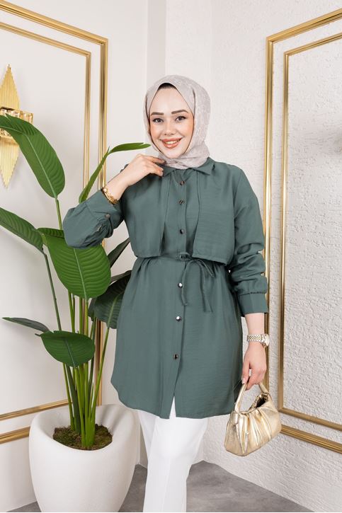 Aller Detay Tunik-Haki